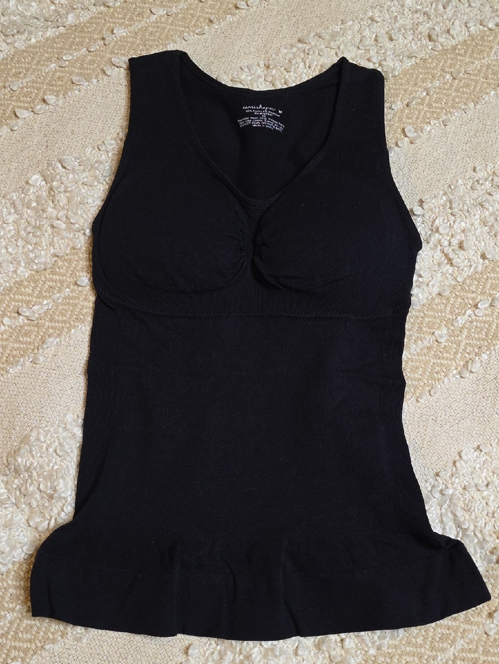 Shapermint Black Seamless Tank with Built-In Shelf Bra Medium